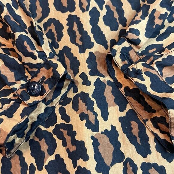 Vintage Robert Stock Blouse Women Medium Leopard Print All Over Silk Long Sleeve - Picture 7 of 9